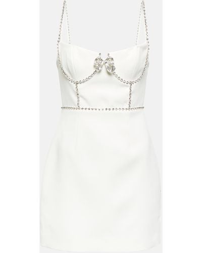 Self-Portrait Crystal-embellished Bow Mini Dress - White