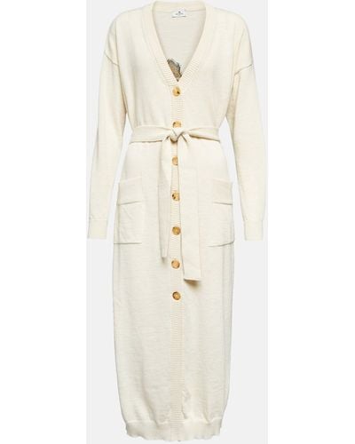 Etro Embroidered Wool, Linen And Cotton Cardigan - Natural