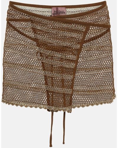 Jean Paul Gaultier X Knwls Crochet Wrap Miniskirt - Brown