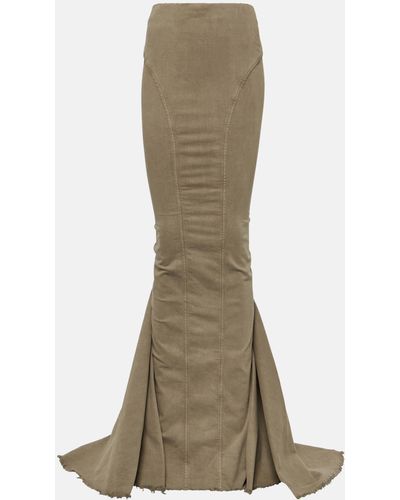 Rick Owens Flared Denim Maxi Skirt - Natural