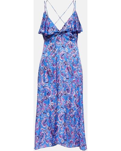 Isabel Marant Paysa Printed Silk-blend Midi Dress - Blue