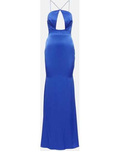 Alex Perry Halterneck Satin Gown - Blue