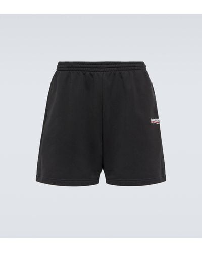 Balenciaga Printed Cotton Jersey Shorts - Black