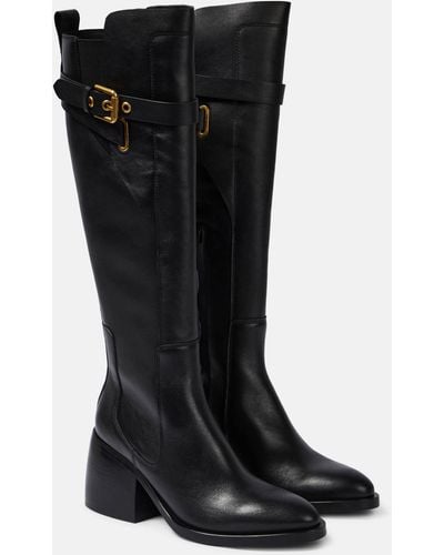 See By Chloé 'averi' Leather Heeled Boots - Black