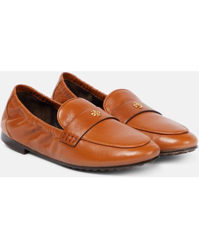 Tory Burch Embellished Leather Loafers - Brown