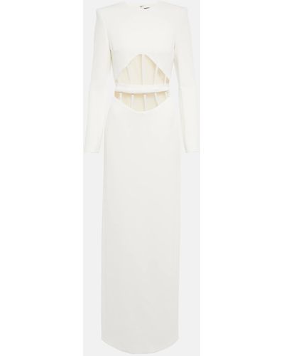 David Koma Mesh-trimmed Cady Gown - White