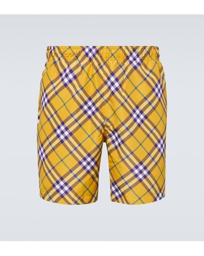 Burberry Check Swim Shorts - Yellow