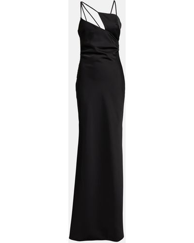 The Attico Melva Asymmetric Maxi Dress - Black