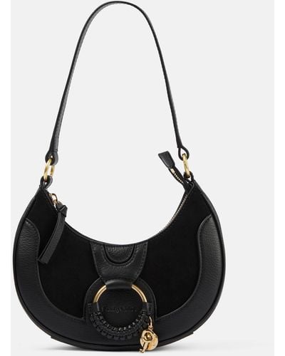 See By Chloé Hana Medium Leather And Suede Shoulder Bag - Black