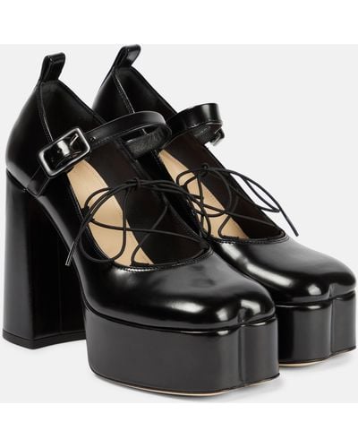 Simone Rocha Leather Ballerina Platform Pumps - Black