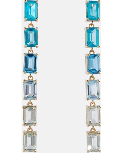 Suzanne Kalan Dawn 14kt Yellow Gold Earrings With Topaz - Blue