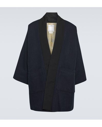 Visvim Kiyari Wool And Linen Coat - Blue
