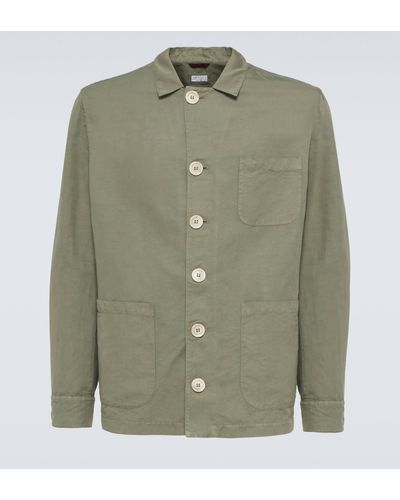 Brunello Cucinelli Linen And Cotton Overshirt - Green