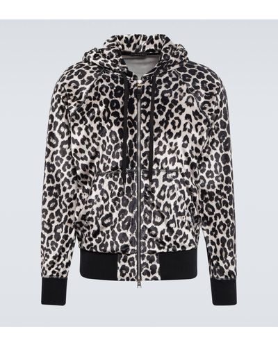 Tom Ford Leopard-print Velour Hoodie - Black