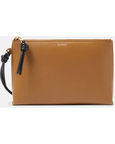 Loewe Knot Leather Pouch - Brown