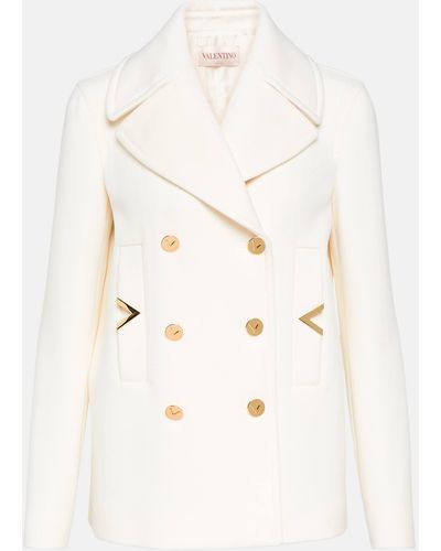 Valentino Vlogo Wool And Cashmere Coat - Natural