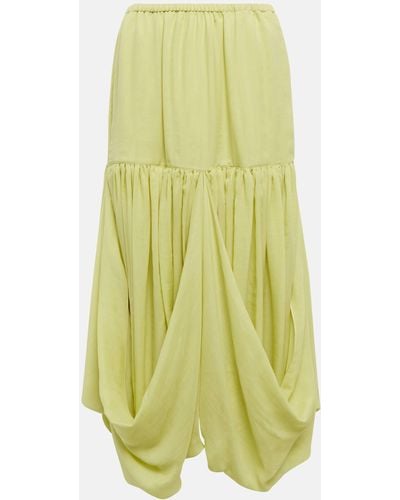 The Row Olwen Draped Silk Midi Skirt - Yellow