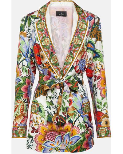 Etro Floral Silk Wrap Jacket - Red