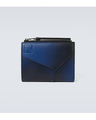 Loewe Puzzle Slim Leather Wallet - Blue