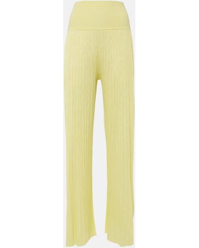 Alaïa Pleated High-rise Jersey Straight Pants - Yellow