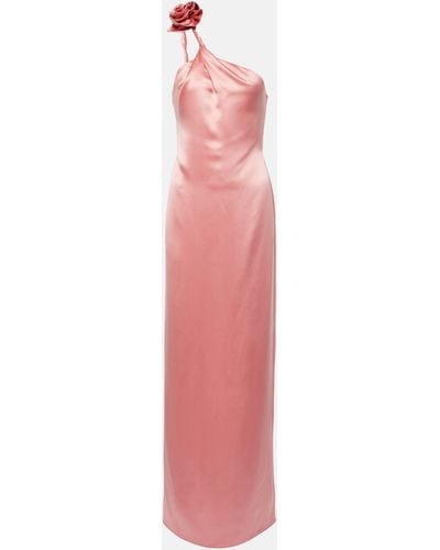 Magda Butrym Floral-applique Silk Satin Gown - Pink