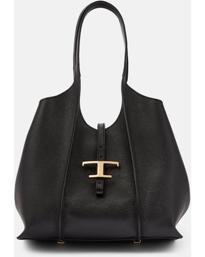 Tod's T Timeless Small Leather Tote Bag - Black