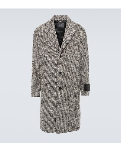 Versace Single-breasted Boucle Coat - Grey