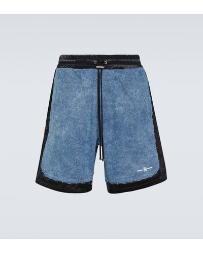 Amiri Satin-trimmed Denim Shorts - Blue