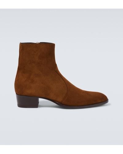 Saint Laurent Leather Closure With Zip Boots - Brown