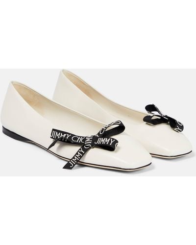 Jimmy Choo Veda Leather Ballet Flats - White