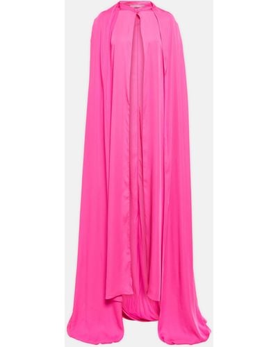 Safiyaa Draped Chiffon Cape Gown - Pink