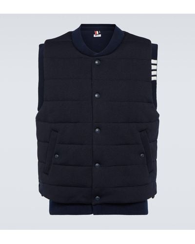 Thom Browne Reversible Wool And Down Vest - Blue