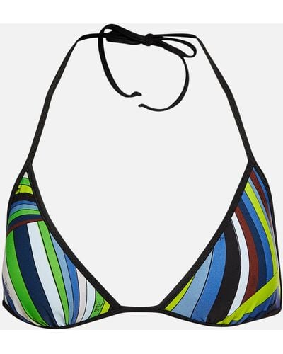 Emilio Pucci Printed Triangle Bikini Top - Green