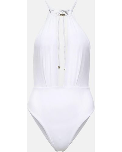Max Mara Claris Cutout Halterneck Swimsuit - White