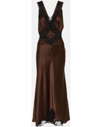 Sir. The Label Aries Lace-trimmed Halterneck Silk Gown - Brown