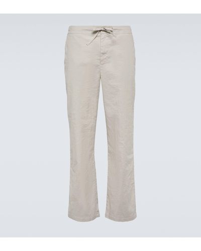 Frescobol Carioca Mendes Linen-blend Straight Pants - Grey
