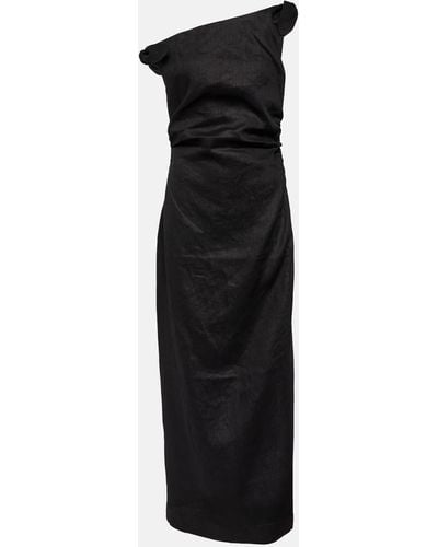 Sir. The Label One-shoulder Linen Maxi Dress - Black