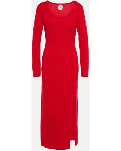 Jardin Des Orangers Wool And Cashmere Midi Dress - Red