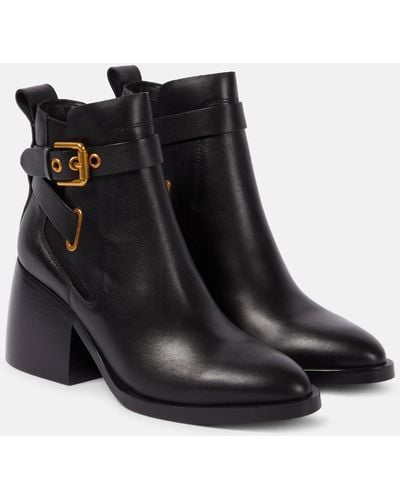 See By Chloé Averi 75mm Leather Ankle Boots - Black