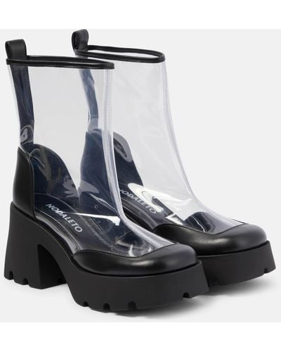 NODALETO Bulla Rainy Leather-trimmed Pvc Ankle Boots - Black