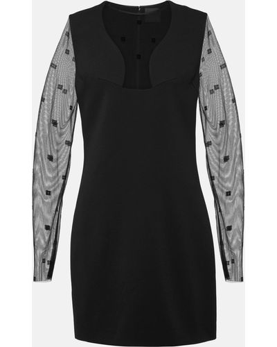 Givenchy Logo Embroidered Mesh And Jersey Minidress - Black