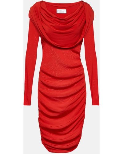 GIUSEPPE DI MORABITO Hooded Jersey Minidress - Red