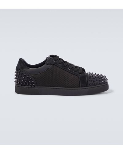 Christian Louboutin Seavaste 2 Orlato Leather And Woven Low-top Sneakers - Black