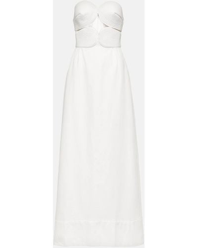 Adriana Degreas Matelasse Cutout Strapless Maxi Dress - White