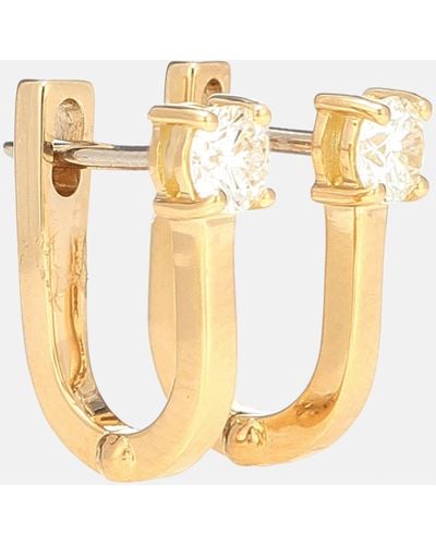 Melissa Kaye Aria U Huggie 18kt Gold Hoop Earrings With Diamonds - Metallic
