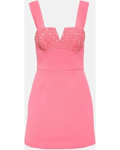 Rebecca Vallance Marie Embellished Crepe Minidress - Pink
