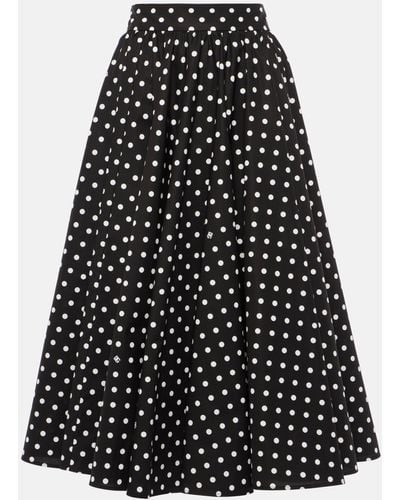 Dolce & Gabbana Polka-dot High-rise Cotton Poplin Midi Skirt - Black