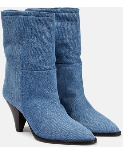 Isabel Marant Rouxa Denim Ankle Boots - Blue