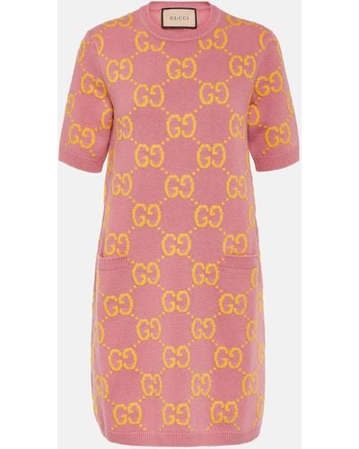 Gucci Jacquard Knit Mini-Dress - Pink