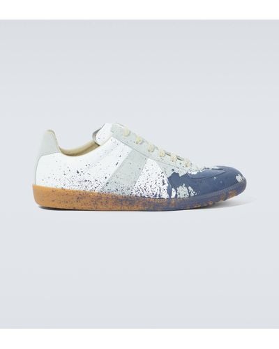 Maison Margiela Replica Printed Leather Sneakers - Blue